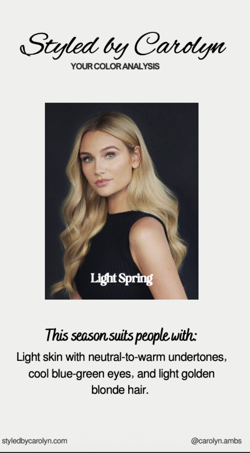 Styled by Carolyn personalized color analysis result