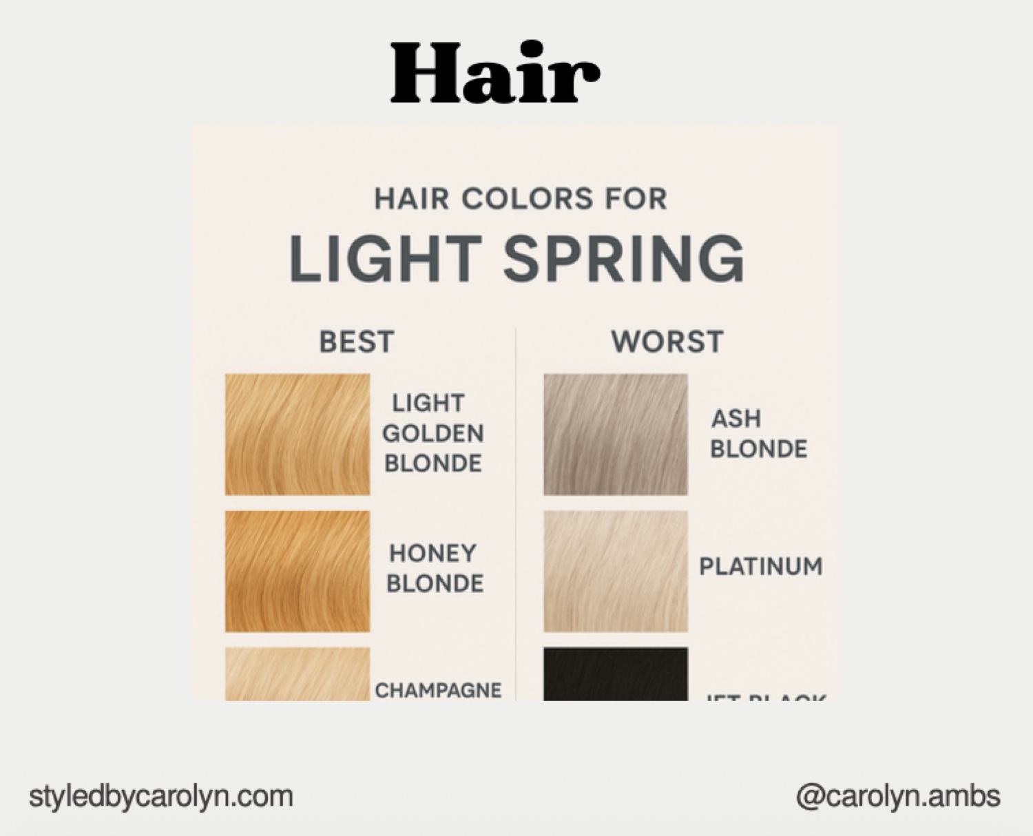 Hair color recommendations from a client color analysis