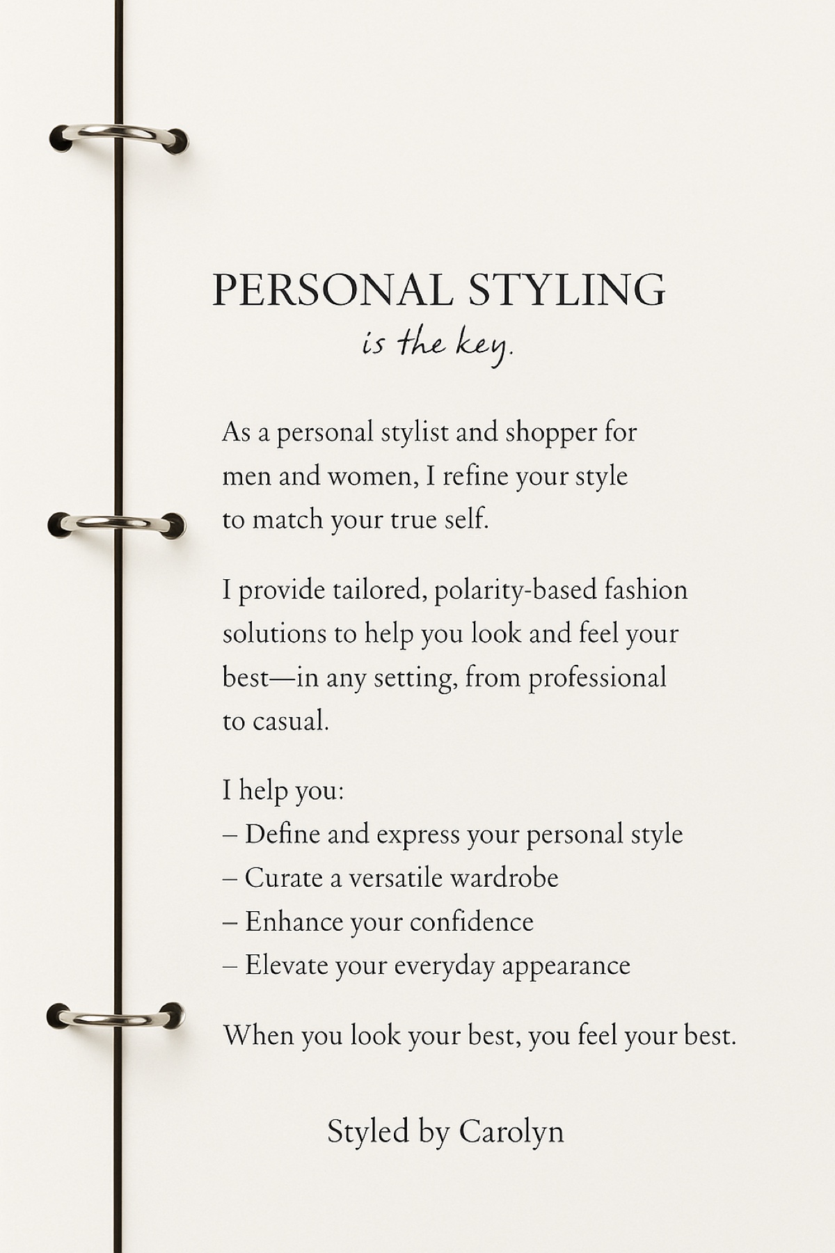 Styled by Carolyn personal styling service presentation